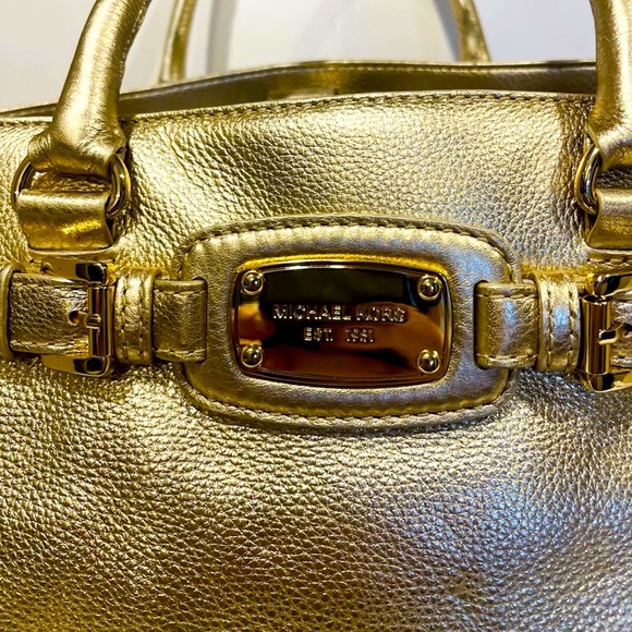 Michael Kors Gold Leather Tote/Shoulder Bag - Picture 1 of 16